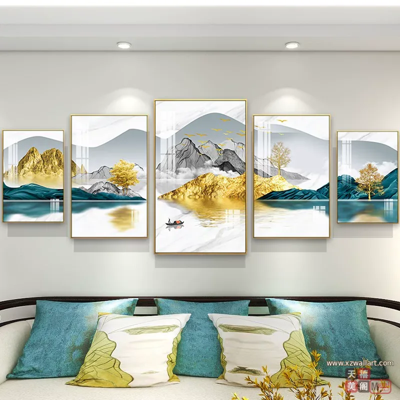 山水 单幅 装饰画 轻奢风 客厅背景墙挂画 晶瓷画