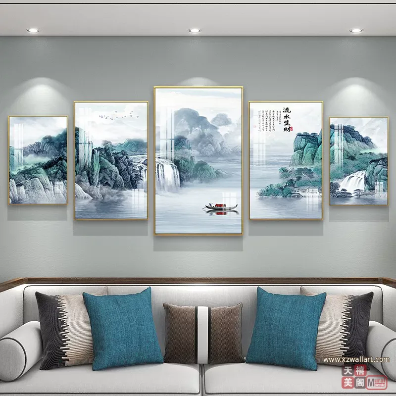山水 单幅 装饰画 轻奢风 客厅背景墙挂画 晶瓷画