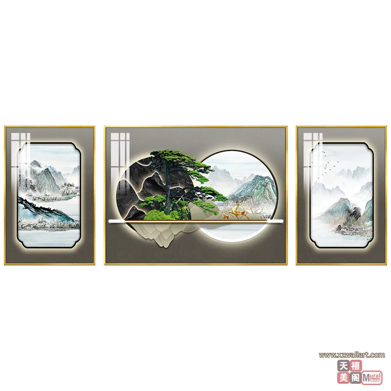 抽象 单幅 装饰画 新中式 客厅背景墙挂画 晶瓷画
