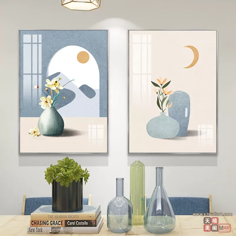 抽象 单幅 装饰画 北欧风 餐厅背景墙挂画 晶瓷画