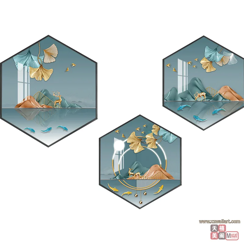 抽象 单幅 装饰画 轻奢风 餐厅背景墙挂画 晶瓷画