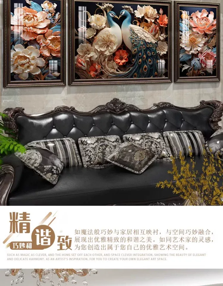 抽象 三联 装饰画 欧式 客厅背景墙挂画 晶瓷画