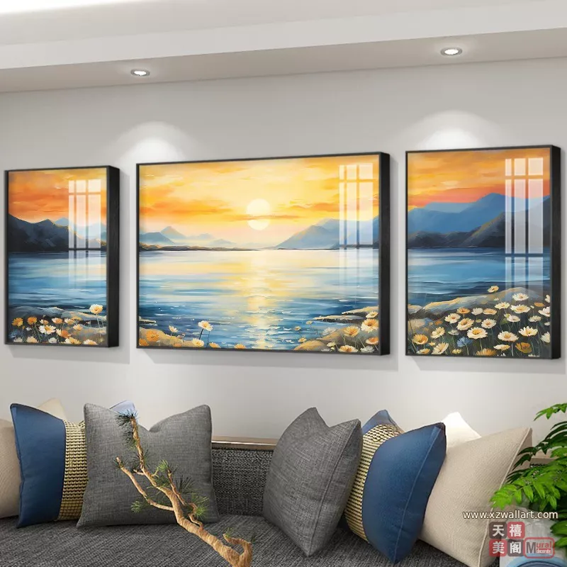 抽象 三联 装饰画 现代简约 客厅背景墙挂画 晶瓷画