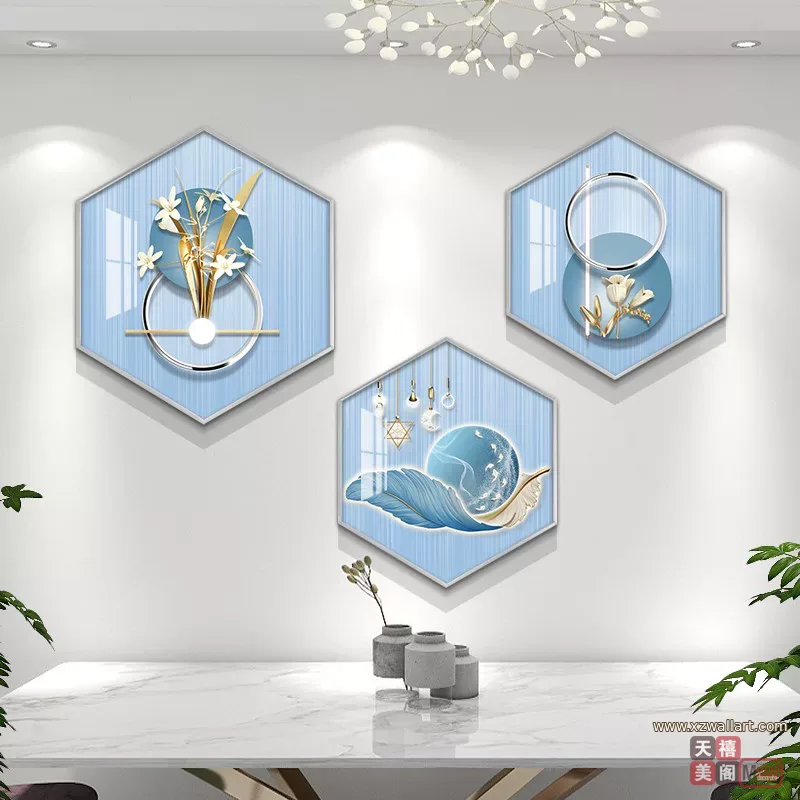 抽象 单幅 装饰画 轻奢风 餐厅背景墙挂画 晶瓷画