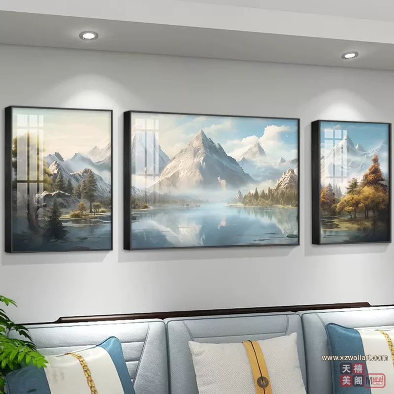 山水 单幅 装饰画 现代简约 客厅背景墙挂画 晶瓷画