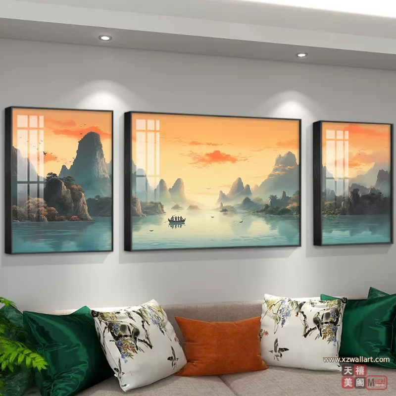 山水 单幅 装饰画 现代简约 客厅背景墙挂画 晶瓷画