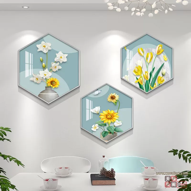 花 单幅 装饰画 轻奢风 餐厅背景墙挂画 晶瓷画