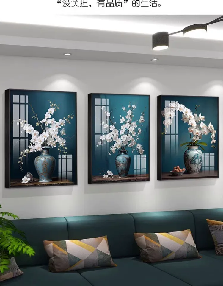 抽象 三联 装饰画 轻奢风 客厅背景墙挂画 晶瓷画