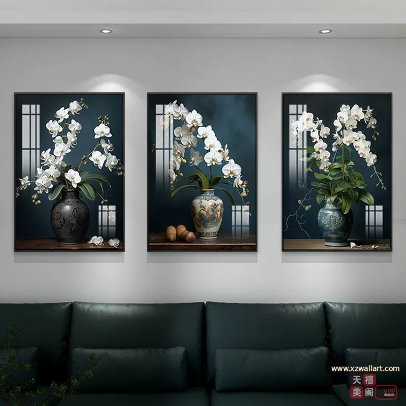 抽象 三联 装饰画 轻奢风 客厅背景墙挂画 晶瓷画