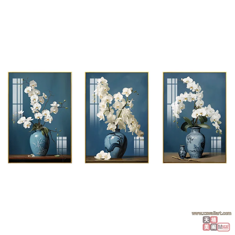 抽象 三联 装饰画 轻奢风 客厅背景墙挂画 晶瓷画