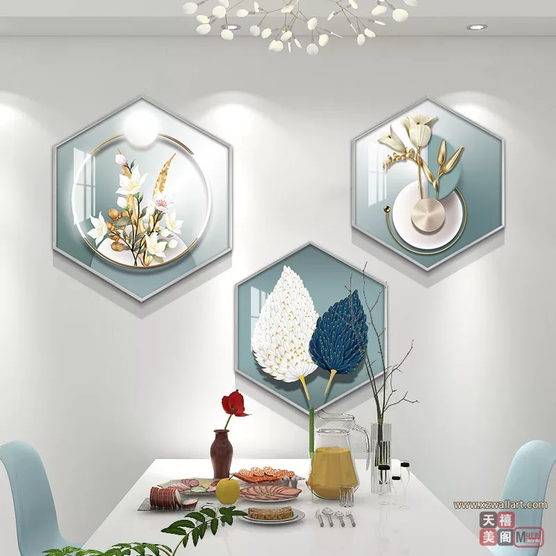 羽毛 单幅 装饰画 北欧风 餐厅背景墙挂画 晶瓷画