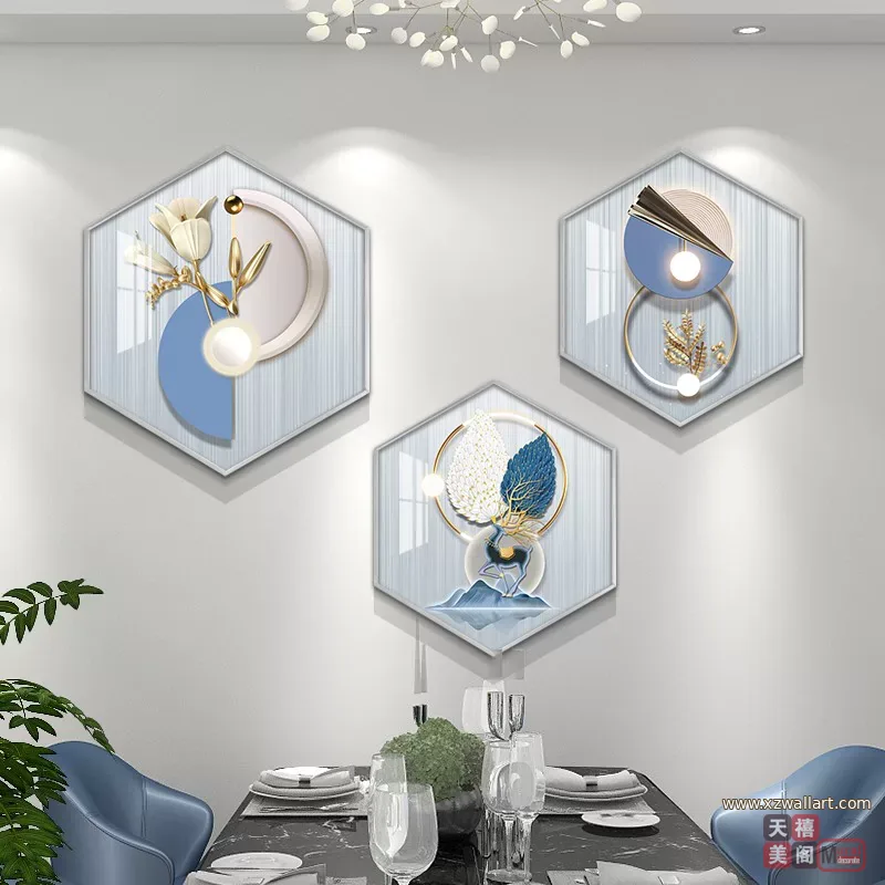 羽毛 单幅 装饰画 北欧风 餐厅背景墙挂画 晶瓷画