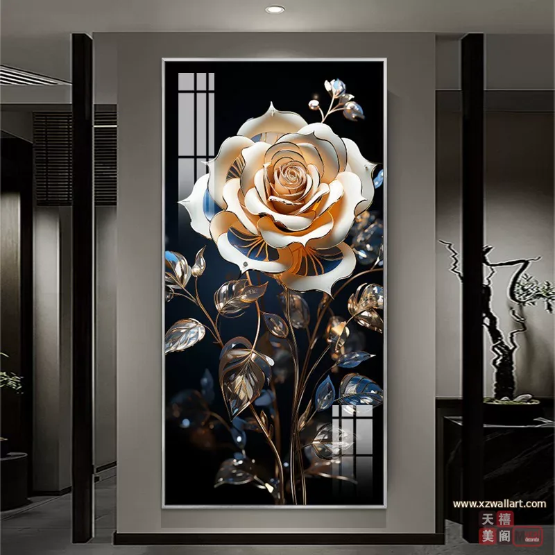 抽象 单幅 装饰画 轻奢风 玄关背景墙挂画 晶瓷画