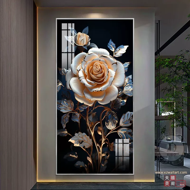 抽象 单幅 装饰画 轻奢风 玄关背景墙挂画 晶瓷画