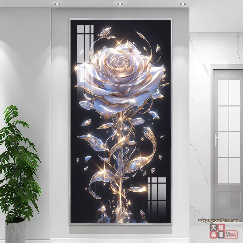 抽象 单幅 装饰画 轻奢风 玄关背景墙挂画 晶瓷画