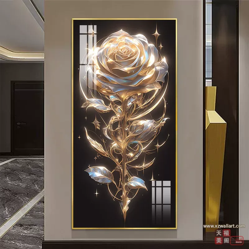 抽象 单幅 装饰画 轻奢风 玄关背景墙挂画 晶瓷画