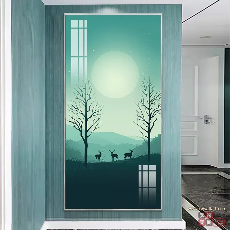 抽象 单幅 装饰画 轻奢风 玄关背景墙挂画 晶瓷画