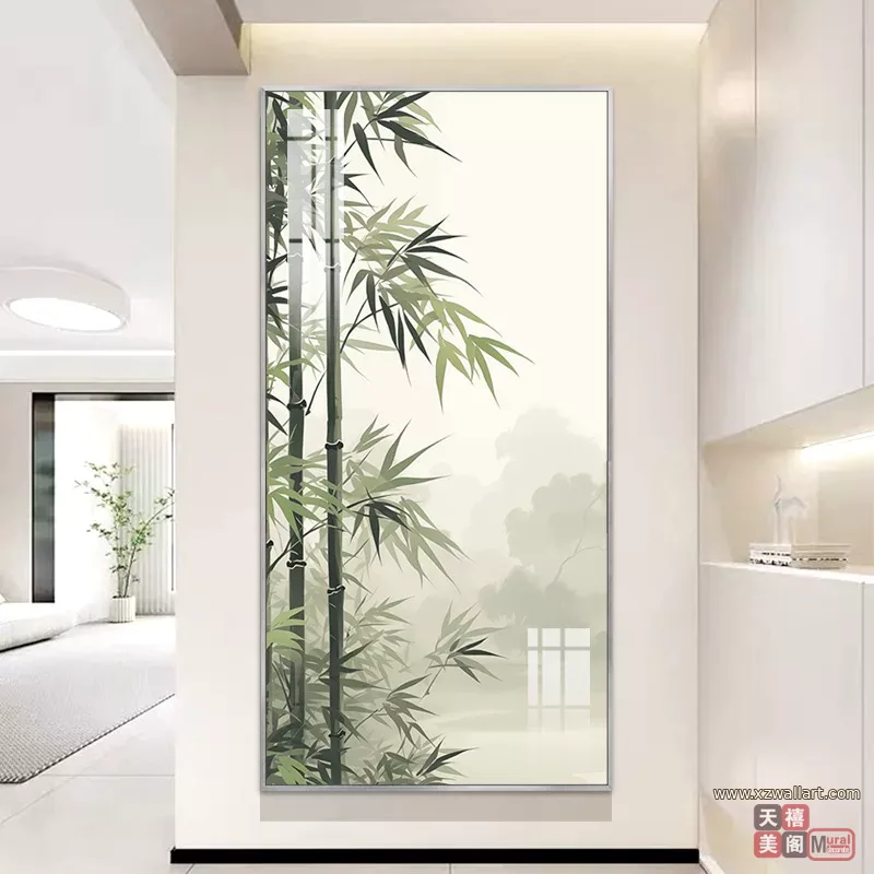 竹 单幅 装饰画 新中式 玄关背景墙挂画 晶瓷画