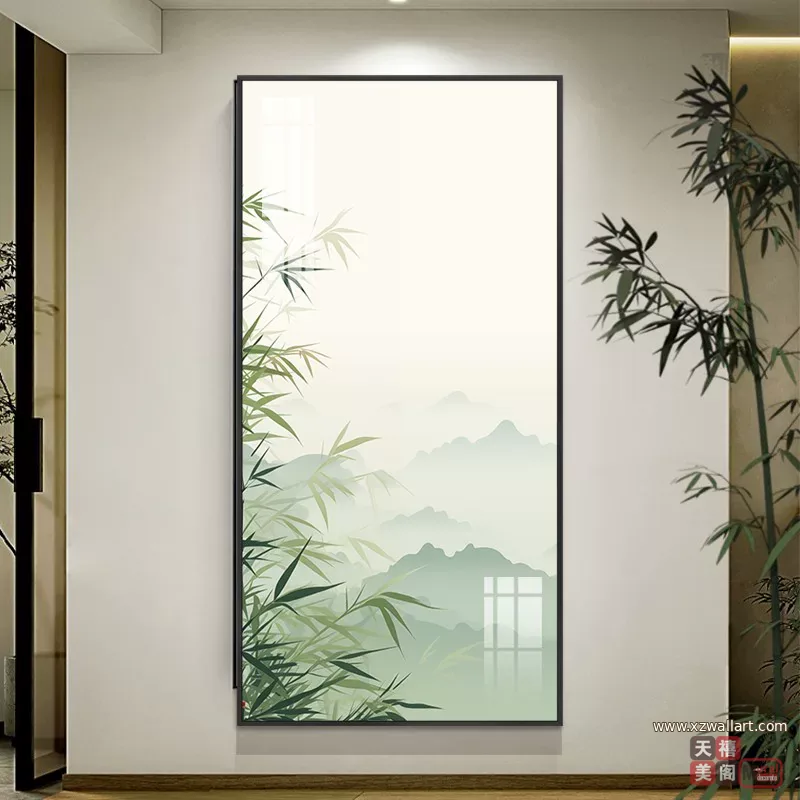 竹 单幅 装饰画 新中式 玄关背景墙挂画 晶瓷画
