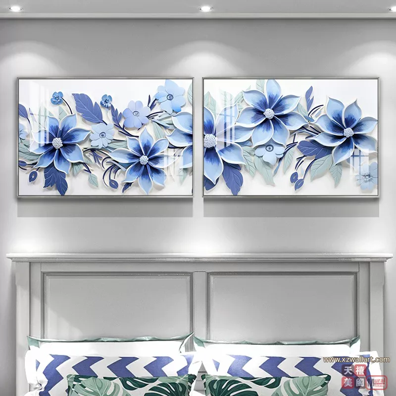 花 单幅 装饰画 轻奢风 卧室背景墙挂画 晶瓷画