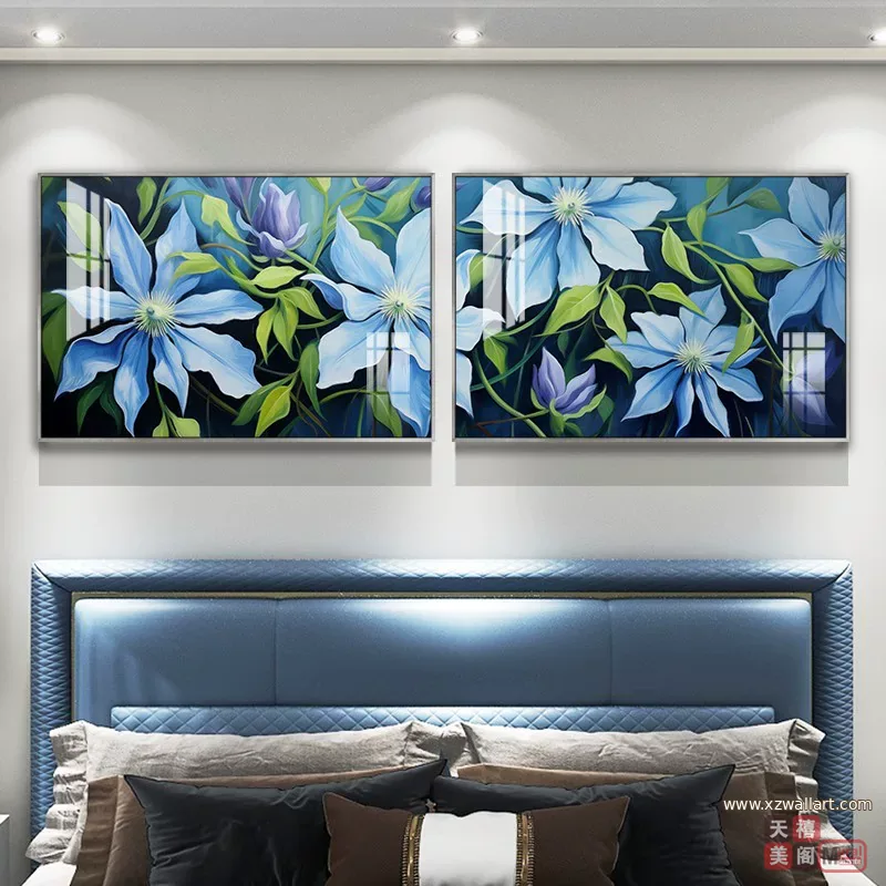 花 单幅 装饰画 轻奢风 卧室背景墙挂画 晶瓷画