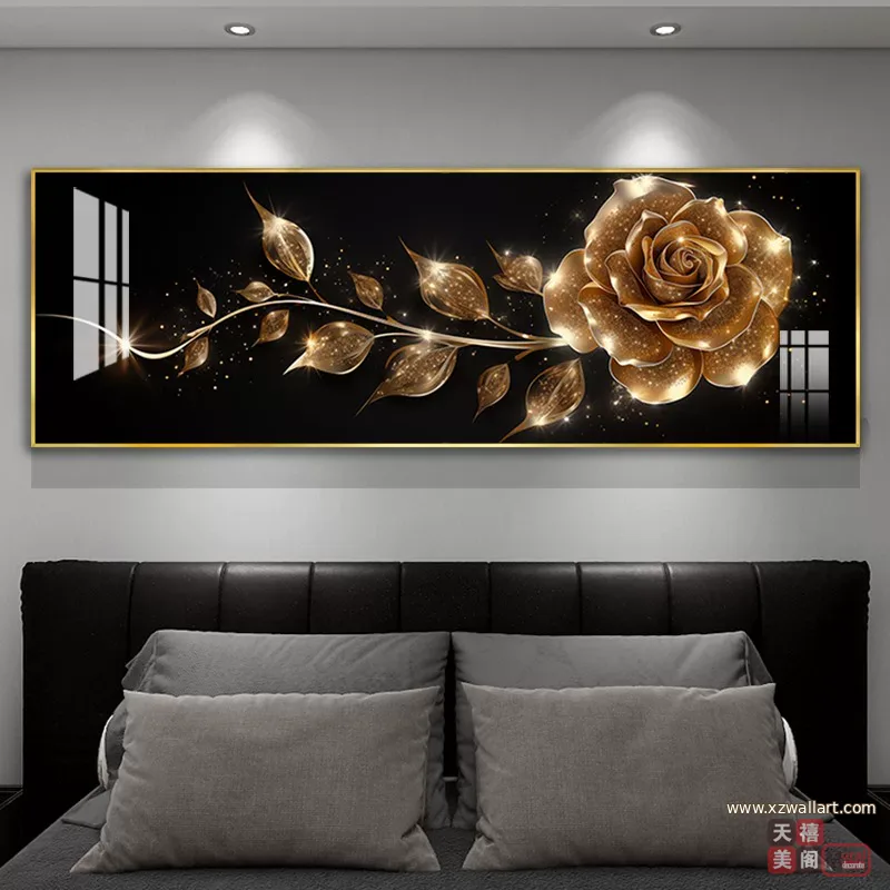 抽象 单幅 装饰画 轻奢风 卧室背景墙挂画 晶瓷画