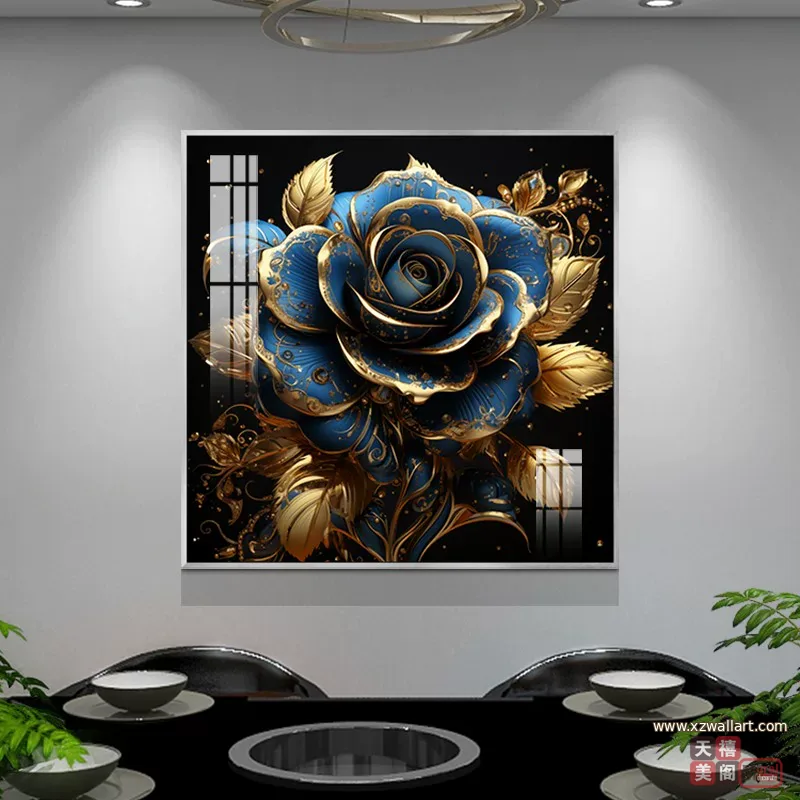 花 单幅 装饰画 轻奢风 餐厅背景墙挂画 晶瓷画