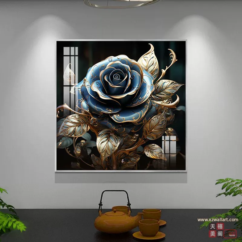 花 单幅 装饰画 轻奢风 餐厅背景墙挂画 晶瓷画