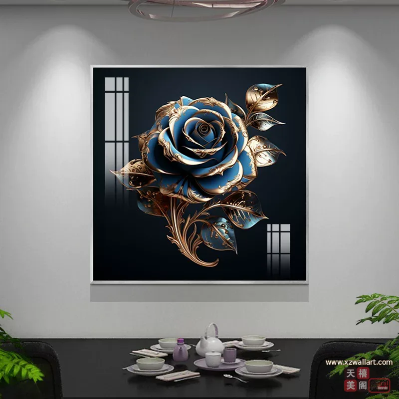 花 单幅 装饰画 轻奢风 餐厅背景墙挂画 晶瓷画
