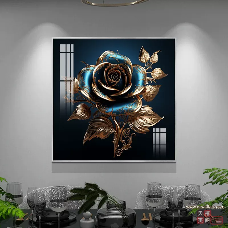 花 单幅 装饰画 轻奢风 餐厅背景墙挂画 晶瓷画