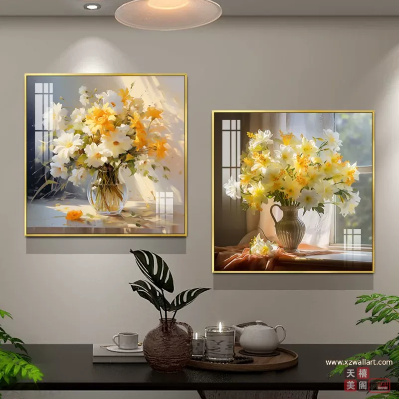 抽象 单幅 装饰画 轻奢风 餐厅背景墙挂画 晶瓷画