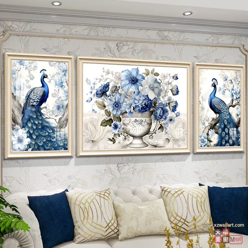 抽象 三联 装饰画 欧式 客厅背景墙挂画 晶瓷画