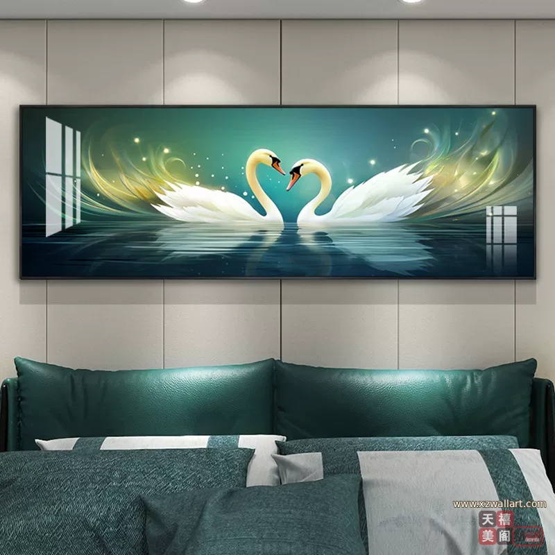 抽象 单幅 装饰画 轻奢风 卧室背景墙挂画 晶瓷画