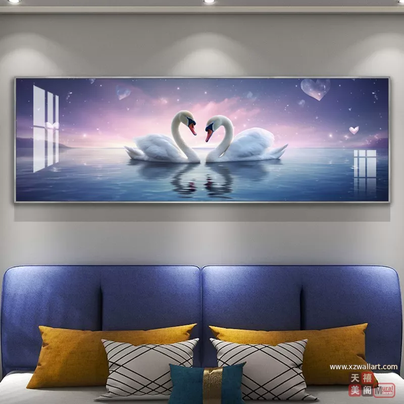 抽象 单幅 装饰画 轻奢风 卧室背景墙挂画 晶瓷画