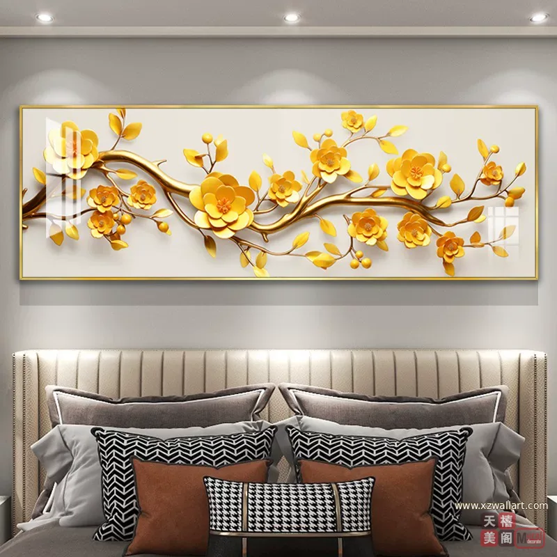 抽象 单幅 装饰画 轻奢风 卧室背景墙挂画 晶瓷画