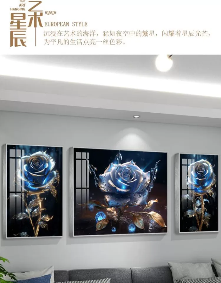 抽象 三联 装饰画 轻奢风 客厅背景墙挂画 晶瓷画