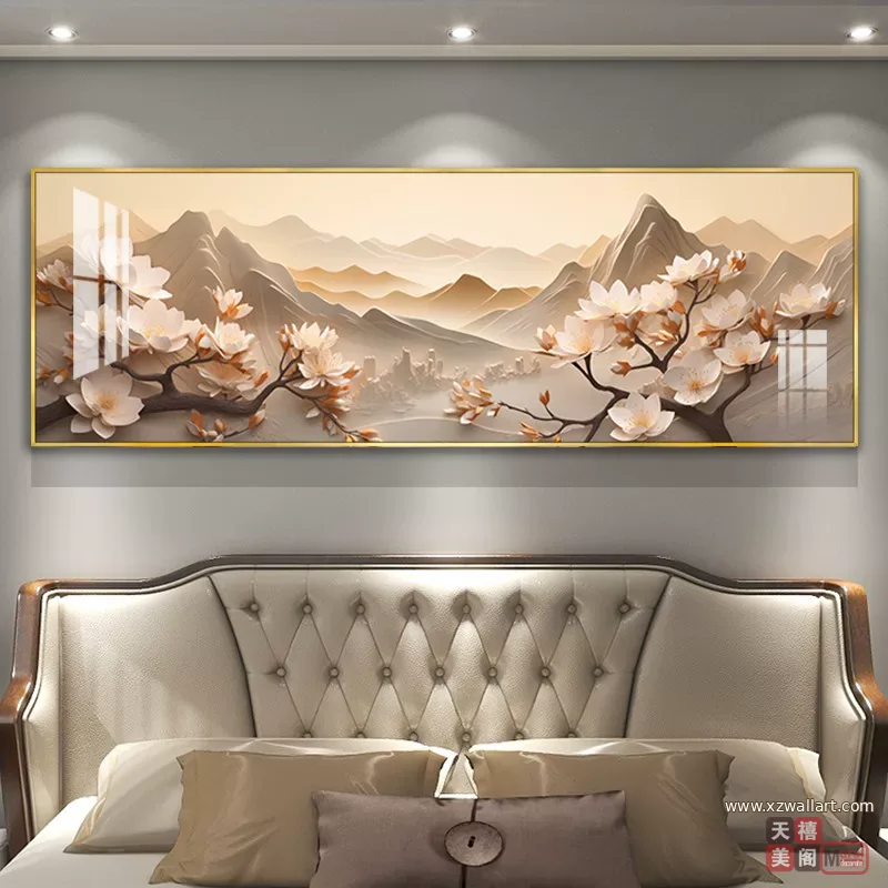 抽象 单幅 装饰画 轻奢风 卧室背景墙挂画 晶瓷画