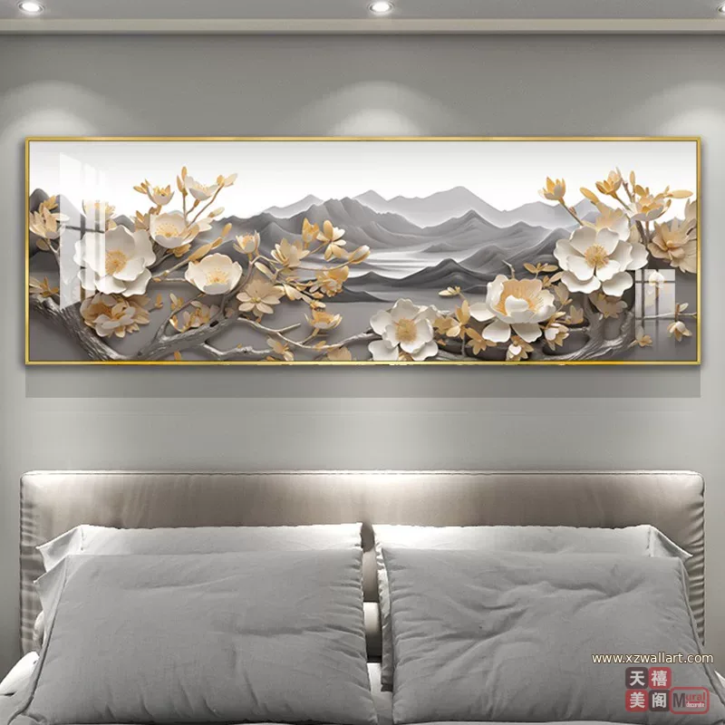 抽象 单幅 装饰画 轻奢风 卧室背景墙挂画 晶瓷画