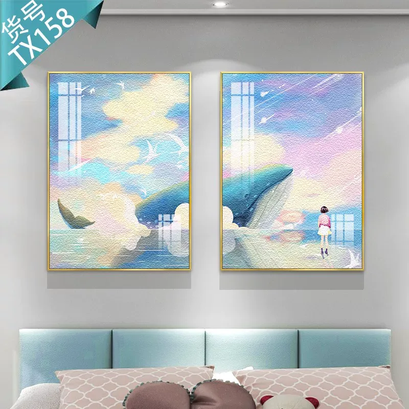 抽象 单幅 装饰画 轻奢风 卧室背景墙挂画 晶瓷画