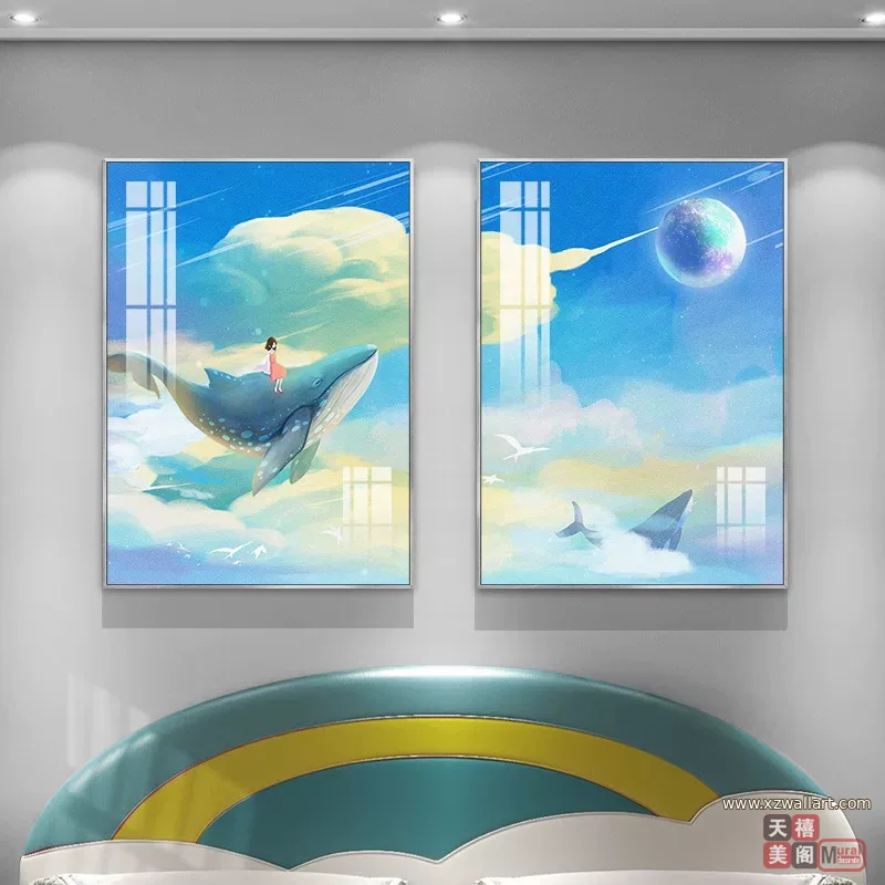 抽象 单幅 装饰画 轻奢风 卧室背景墙挂画 晶瓷画