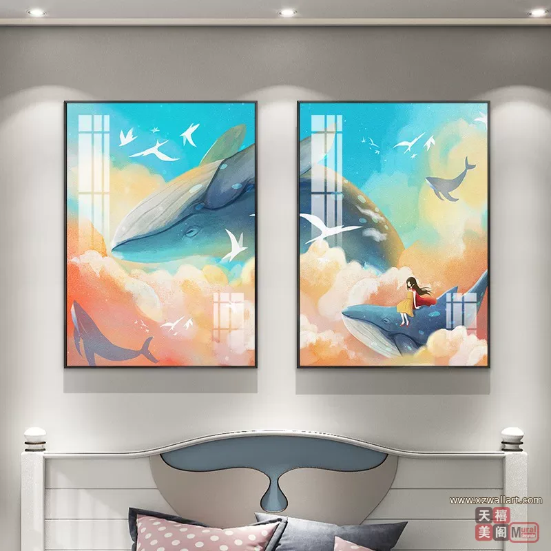 抽象 单幅 装饰画 轻奢风 卧室背景墙挂画 晶瓷画