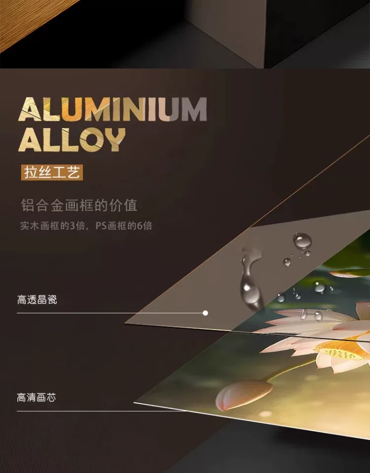 荷花 单幅 装饰画 现代简约 玄关背景墙挂画 晶瓷画