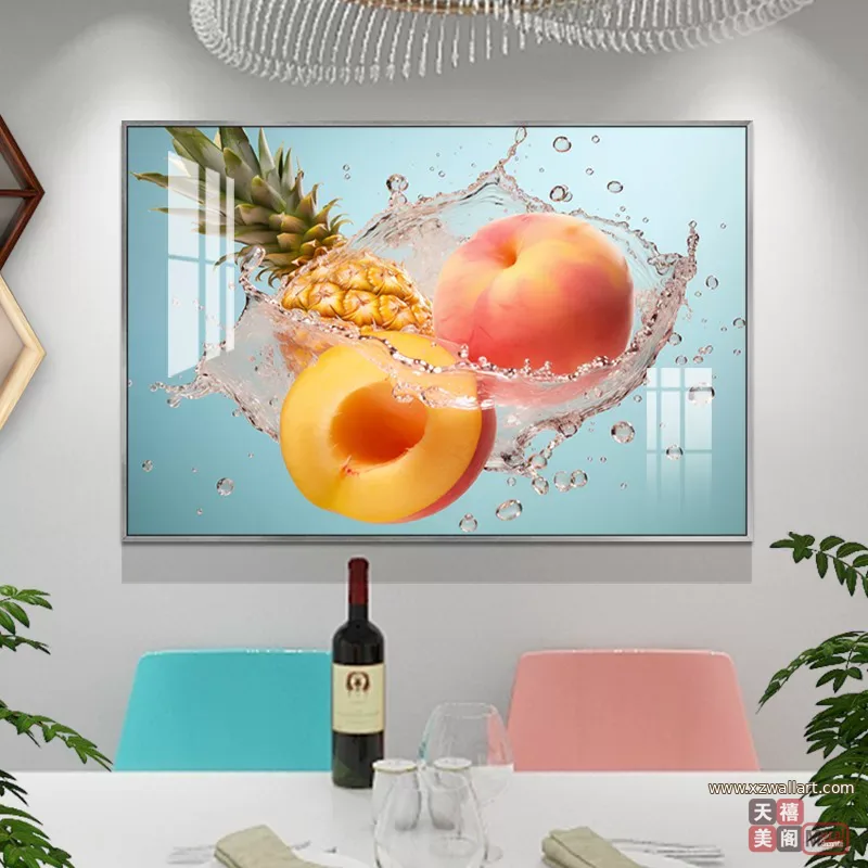 抽象 单幅 装饰画 轻奢风 餐厅背景墙挂画 晶瓷画