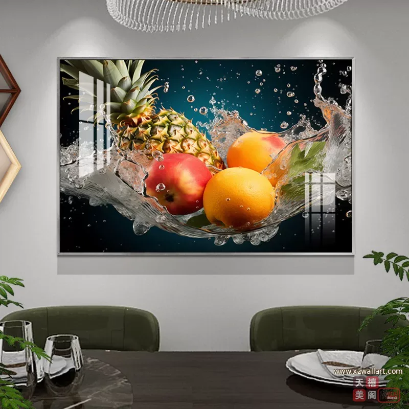 抽象 单幅 装饰画 轻奢风 餐厅背景墙挂画 晶瓷画