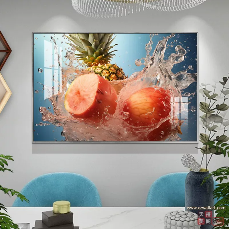 抽象 单幅 装饰画 轻奢风 餐厅背景墙挂画 晶瓷画