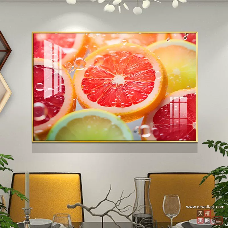 抽象 单幅 装饰画 轻奢风 餐厅背景墙挂画 晶瓷画