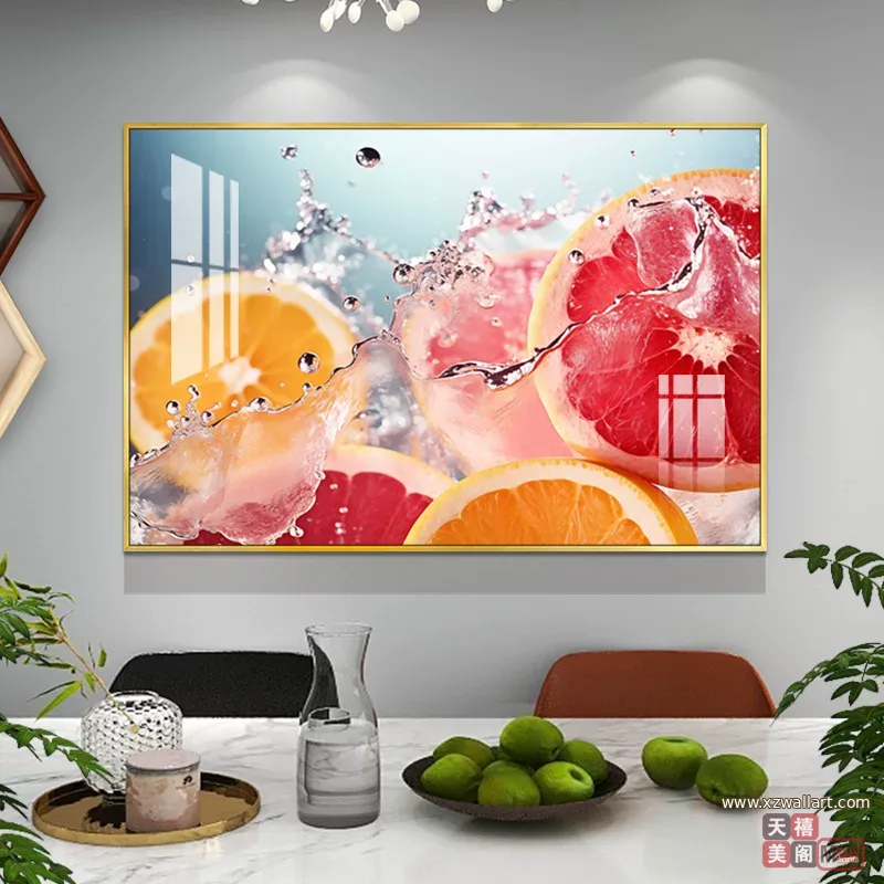 抽象 单幅 装饰画 轻奢风 餐厅背景墙挂画 晶瓷画