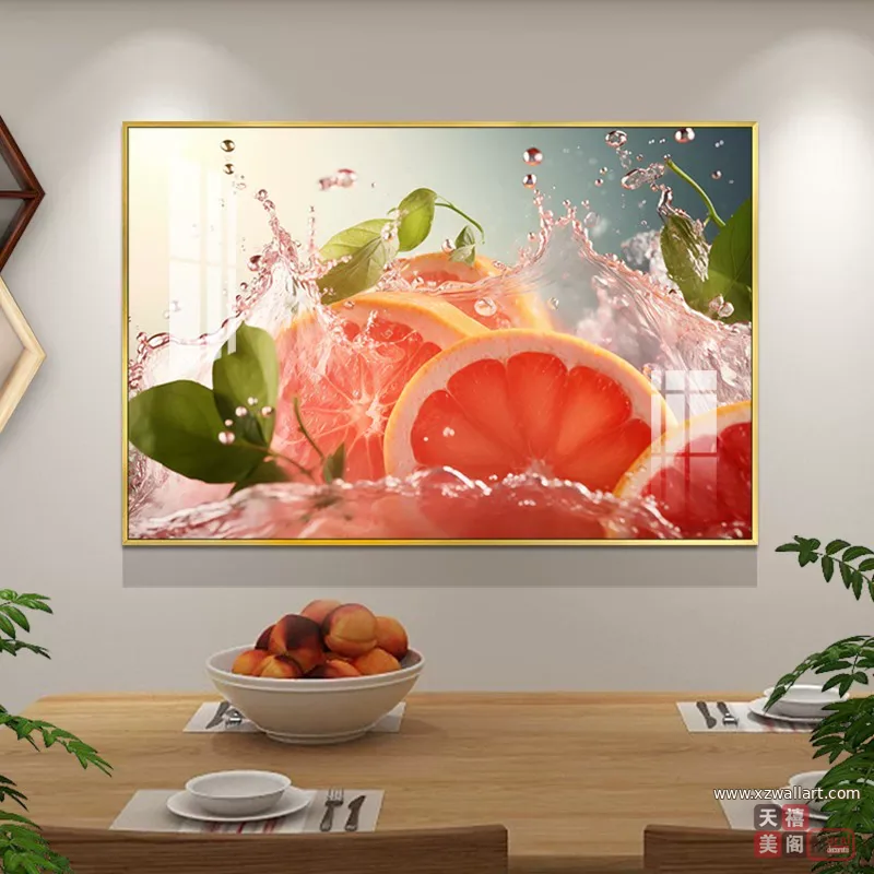抽象 单幅 装饰画 轻奢风 餐厅背景墙挂画 晶瓷画