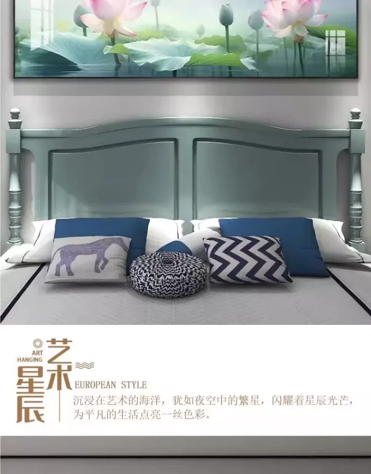荷花 单幅 装饰画 轻奢风 卧室背景墙挂画 晶瓷画