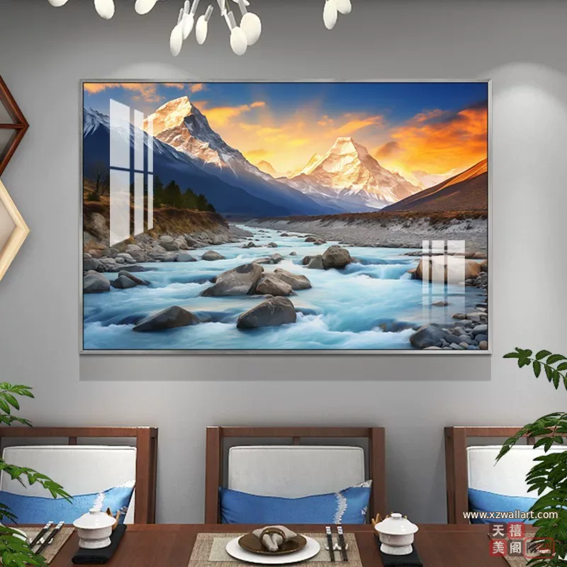 抽象 单幅 装饰画 轻奢风 餐厅背景墙挂画 晶瓷画